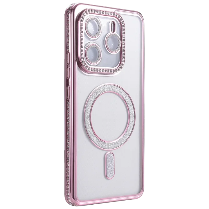 Mey İthalat®  Xiaomi Redmi Note 14 4G Joke Simli Magneticsafe Kılıf - Pembe