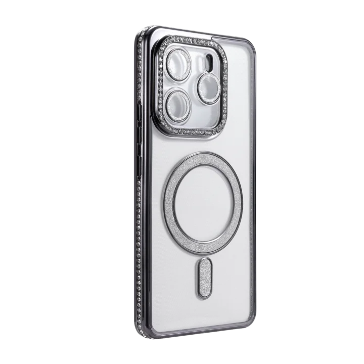 Mey İthalat®  Xiaomi Redmi Note 14 4G Joke Simli Magneticsafe Kılıf - Siyah