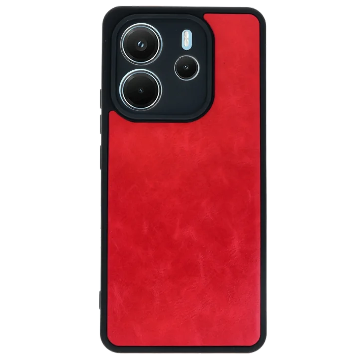 Mey İthalat®  Xiaomi Redmi Note 14 4G Kılıf Aras Deri Kapak - Kırmızı