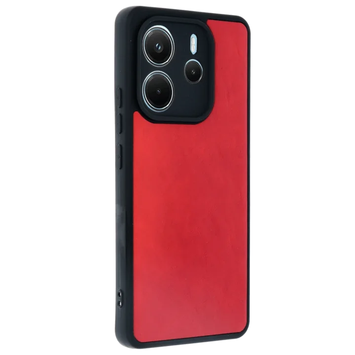 Mey İthalat®  Xiaomi Redmi Note 14 4G Kılıf Aras Deri Kapak - Kırmızı