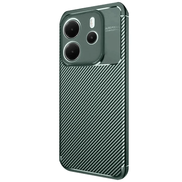 Mey İthalat®  Xiaomi Redmi Note 14 4G Kılıf Auto Focus Karbon Kapak - Koyu Yeşil