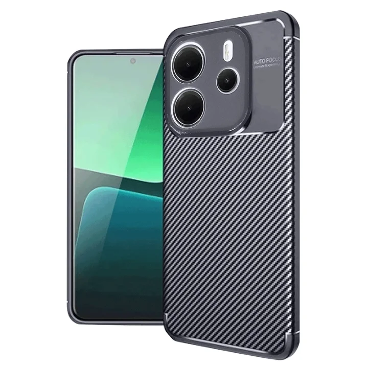 Mey İthalat®  Xiaomi Redmi Note 14 4G Kılıf Auto Focus Karbon Kapak - Lacivert