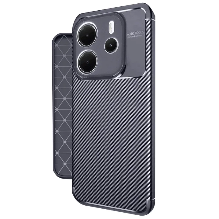 Mey İthalat®  Xiaomi Redmi Note 14 4G Kılıf Auto Focus Karbon Kapak - Lacivert