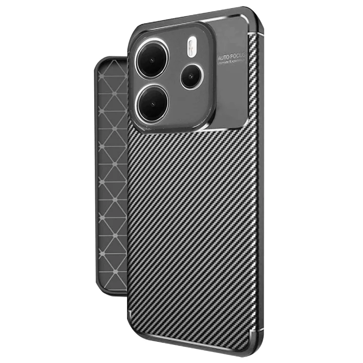 Mey İthalat®  Xiaomi Redmi Note 14 4G Kılıf Auto Focus Karbon Kapak - Siyah