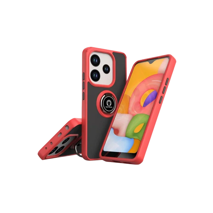 Mey İthalat®  Xiaomi Redmi Note 14 4G Montreal Yüzüklü Silikon Kapak - Kırmızı