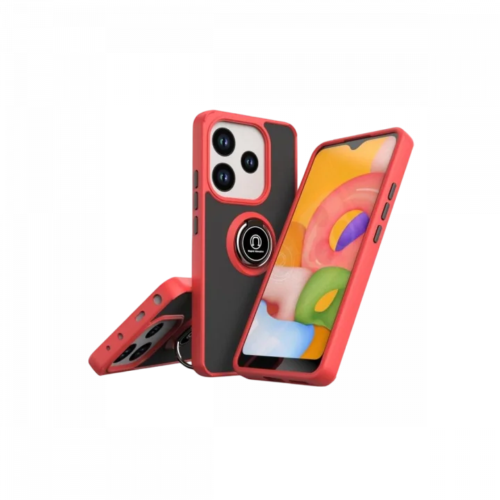 Mey İthalat®  Xiaomi Redmi Note 14 4G Montreal Yüzüklü Silikon Kapak - Kırmızı