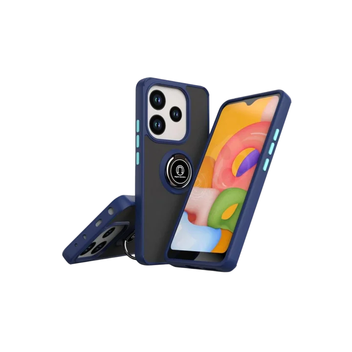 Mey İthalat®   Redmi Note 14 4G Montreal Yüzüklü Silikon Kapak - Lacivert