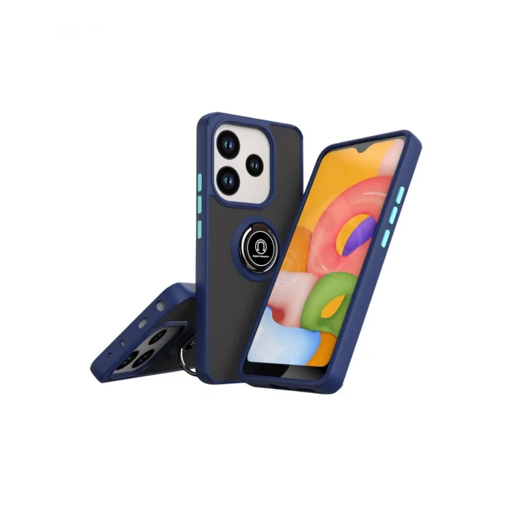 Mey İthalat®   Redmi Note 14 4G Montreal Yüzüklü Silikon Kapak - Lacivert