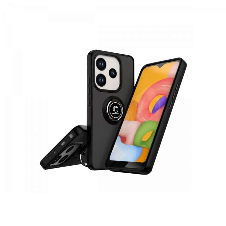 Mey İthalat®  Xiaomi Redmi Note 14 4G Montreal Yüzüklü Silikon Kapak - Siyah