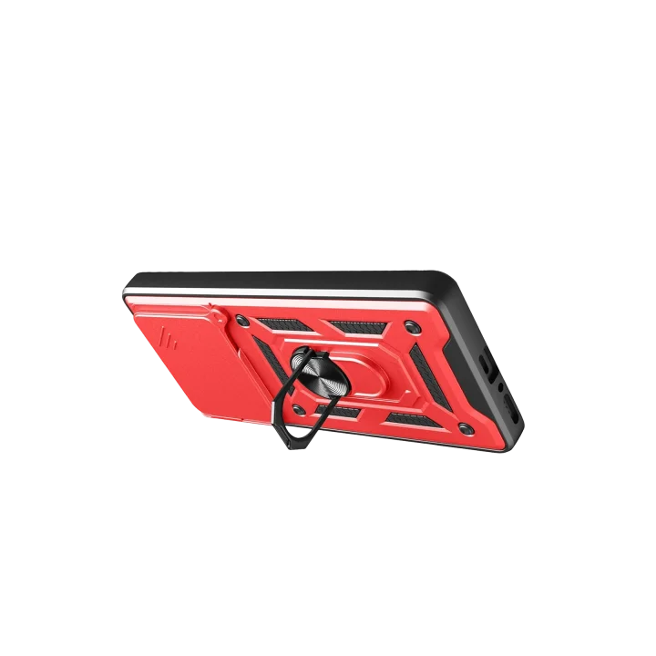 Mey İthalat®  Xiaomi Redmi Note 14 4G Pars Lens Yüzüklü Silikon - Kırmızı