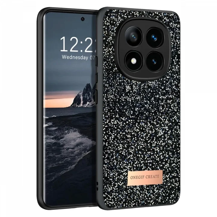 Mey İthalat®  Xiaomi Redmi Note 14 Pro 4G Bright Simli Kapak - Siyah