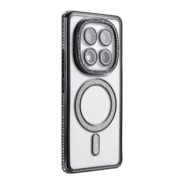 Mey İthalat®  Xiaomi Redmi Note 14 Pro 4G Joke Simli Magneticsafe Kılıf - Siyah