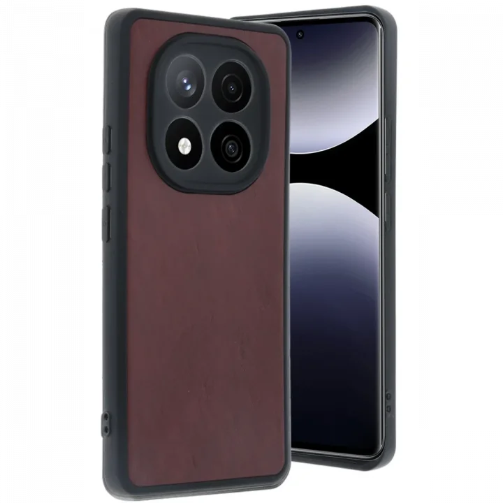 Mey İthalat®   Redmi Note 14 Pro 4G Kılıf Aras Deri Kapak - Bordo