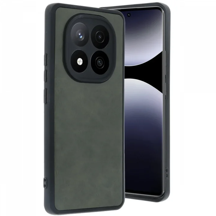 Mey İthalat®   Redmi Note 14 Pro 4G Kılıf Aras Deri Kapak - Koyu Yeşil