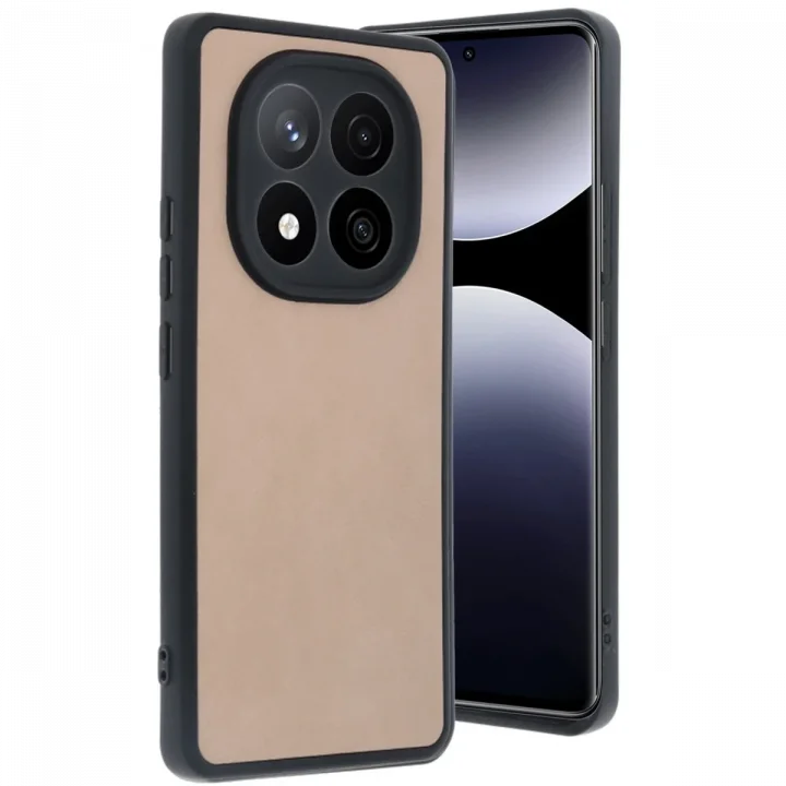 Mey İthalat®   Redmi Note 14 Pro 4G Kılıf Aras Deri Kapak - Pudra