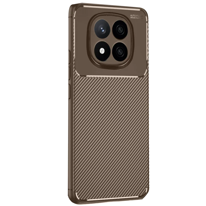 Mey İthalat®  Xiaomi Redmi Note 14 Pro 4G Kılıf Auto Focus Karbon Kapak - Kahverengi