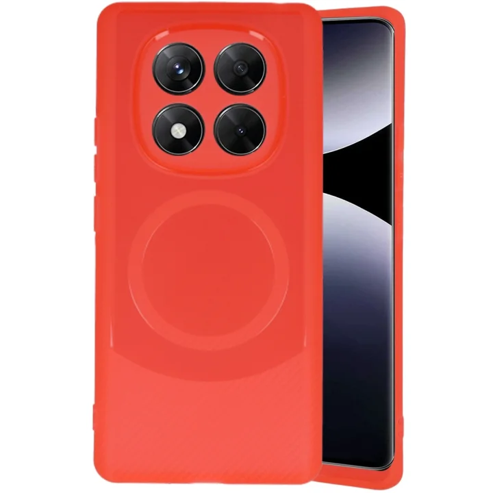 Mey İthalat®  Xiaomi Redmi Note 14 Pro 4G Kılıf Maya Karbon Kapak - Kırmızı