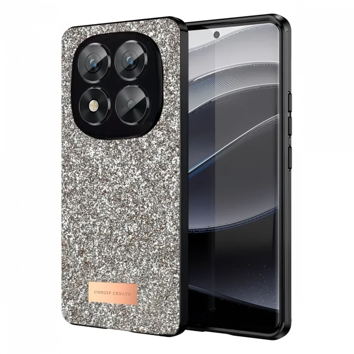 Mey İthalat®  Xiaomi Redmi Note 14 Pro 5G Bright Simli Kapak - Gold