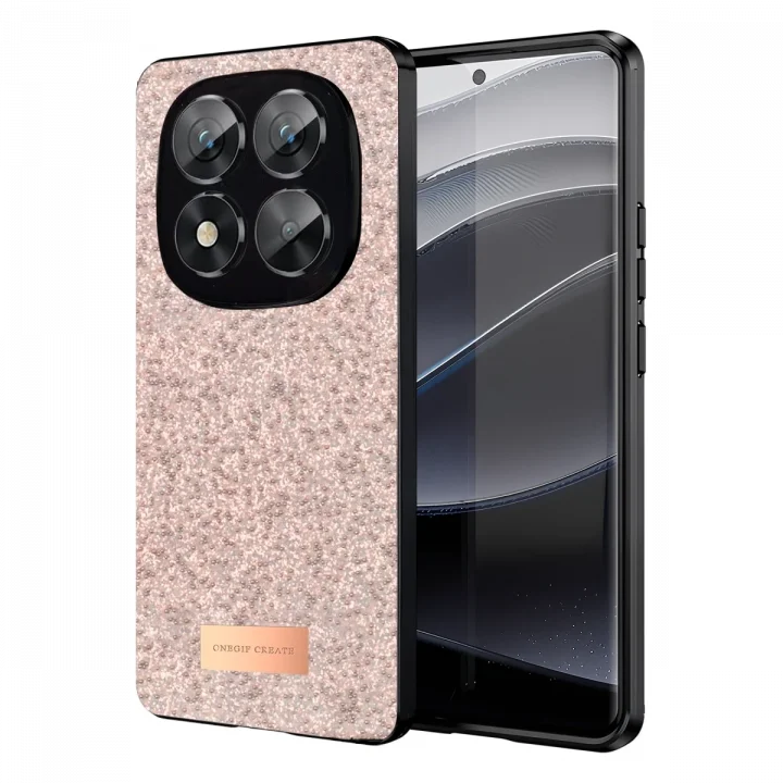 Mey İthalat®  Xiaomi Redmi Note 14 Pro 5G Bright Simli Kapak - Pembe