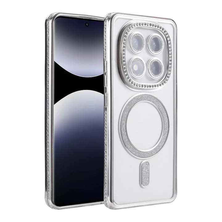 Mey İthalat®  Xiaomi Redmi Note 14 Pro 5G Joke Simli Magneticsafe Kılıf - Gümüş