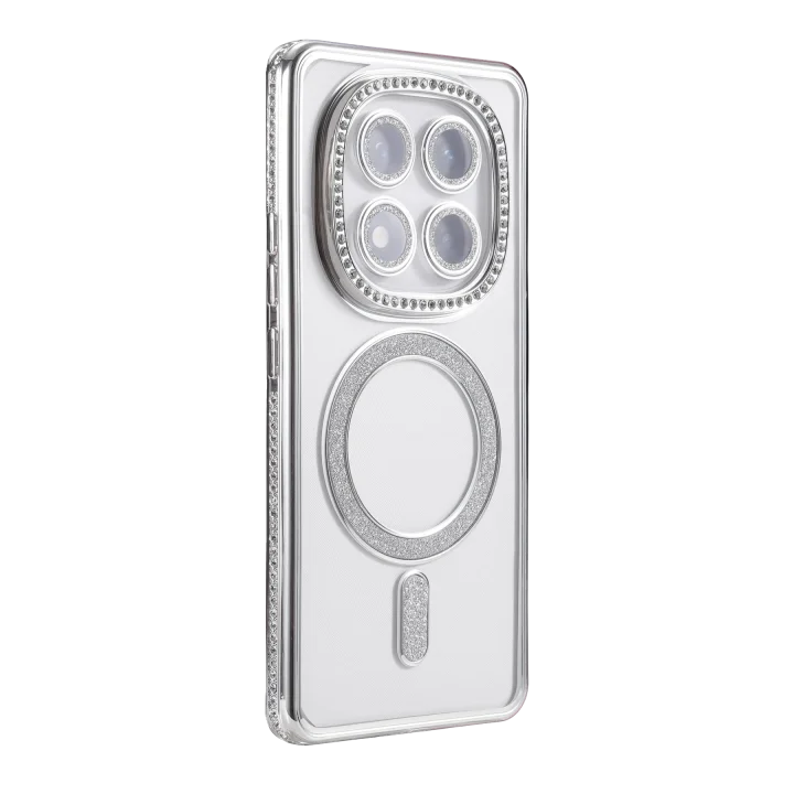 Mey İthalat®  Xiaomi Redmi Note 14 Pro 5G Joke Simli Magneticsafe Kılıf - Gümüş