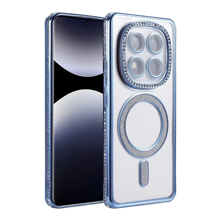 Mey İthalat®  Xiaomi Redmi Note 14 Pro 5G Joke Simli Magneticsafe Kılıf - Mavi