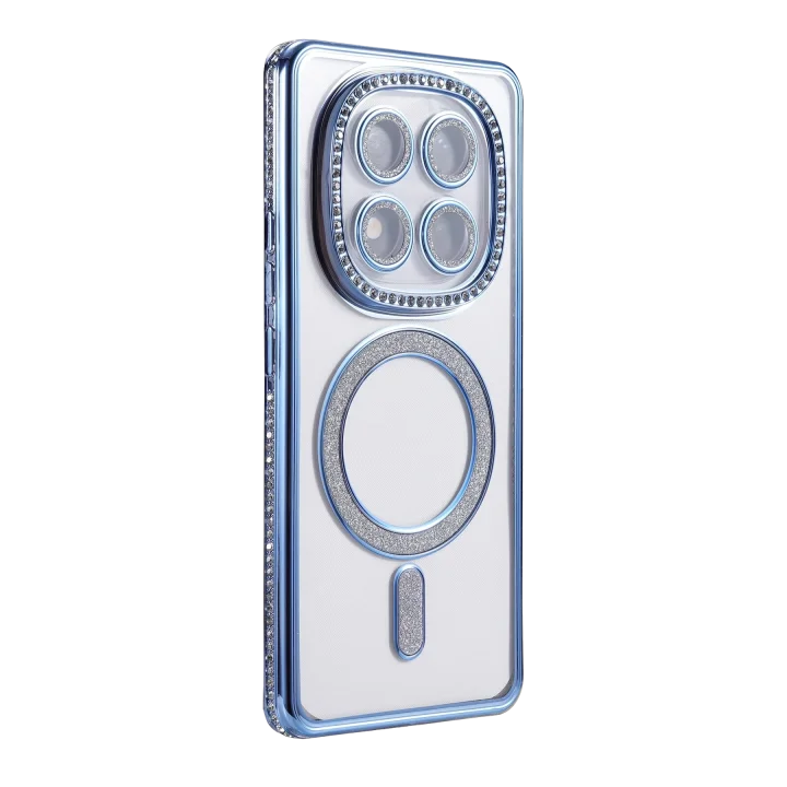 Mey İthalat®  Xiaomi Redmi Note 14 Pro 5G Joke Simli Magneticsafe Kılıf - Mavi