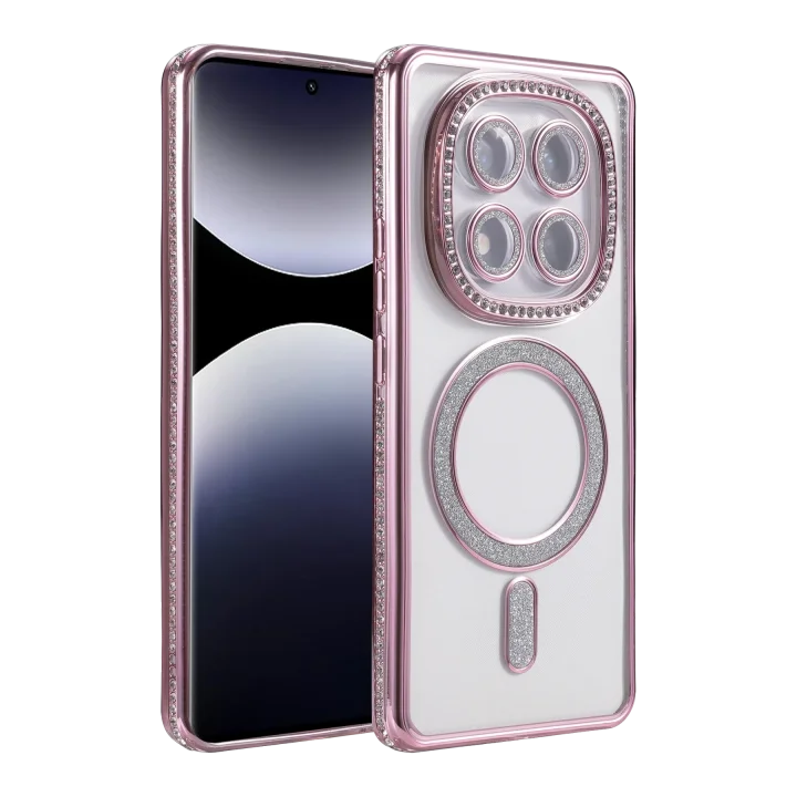 Mey İthalat®  Xiaomi Redmi Note 14 Pro 5G Joke Simli Magneticsafe Kılıf - Pembe