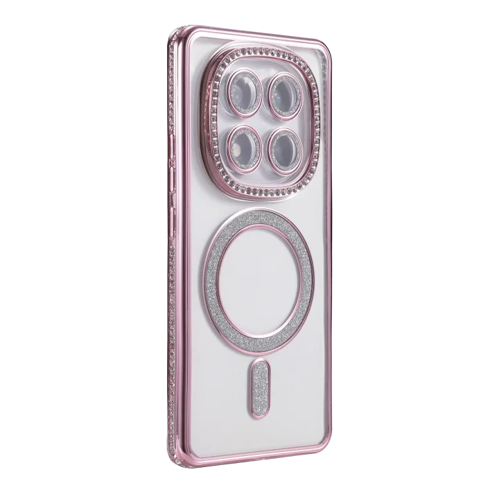 Mey İthalat®  Xiaomi Redmi Note 14 Pro 5G Joke Simli Magneticsafe Kılıf - Pembe