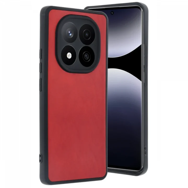 Mey İthalat®  Xiaomi Redmi Note 14 Pro 5G Kılıf Aras Deri Kapak - Kırmızı