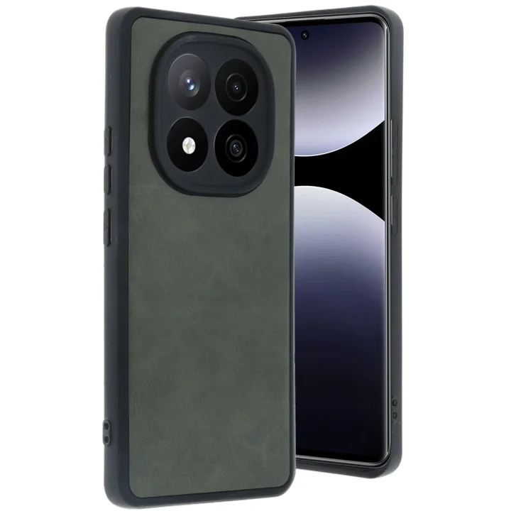 Mey İthalat®  Xiaomi Redmi Note 14 Pro 5G Kılıf Aras Deri Kapak - Koyu Yeşil