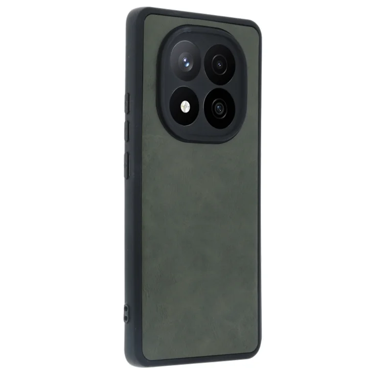 Mey İthalat®  Xiaomi Redmi Note 14 Pro 5G Kılıf Aras Deri Kapak - Koyu Yeşil