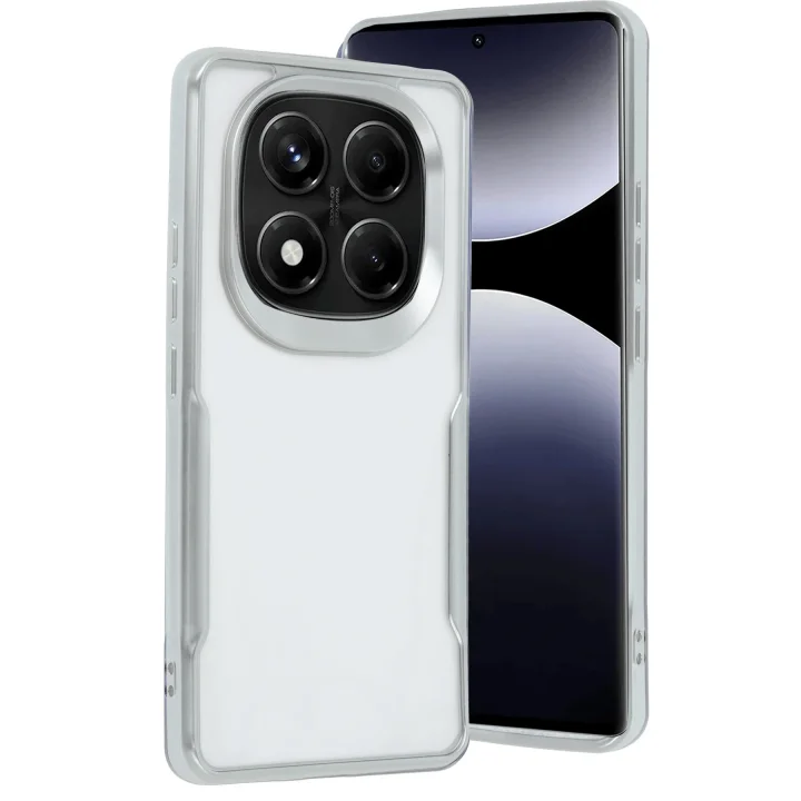 Mey İthalat®  Xiaomi Redmi Note 14 Pro 5G Kılıf Boyi Silikon Kapak - Gümüş