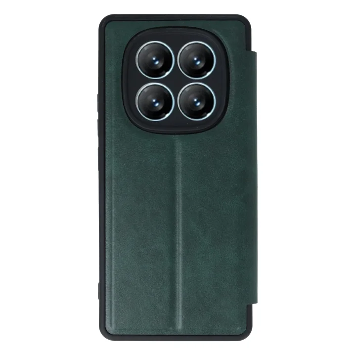 Mey İthalat®  Xiaomi Redmi Note 14 Pro 5G Kılıf Flip Cover - Koyu Yeşil