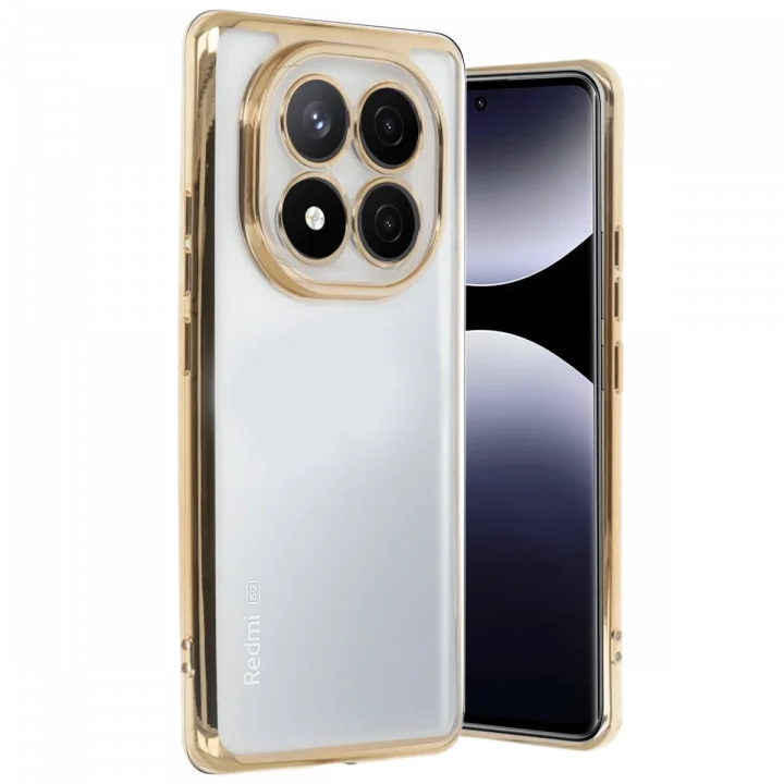 Mey İthalat®   Redmi Note 14 Pro 5G Kılıf  Lensli Silikon - Gold