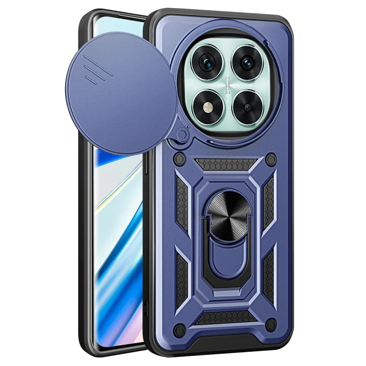 Mey İthalat®  Xiaomi Redmi Note 14 Pro 5G Kılıf Pars Lens Yüzüklü Silikon - Lacivert
