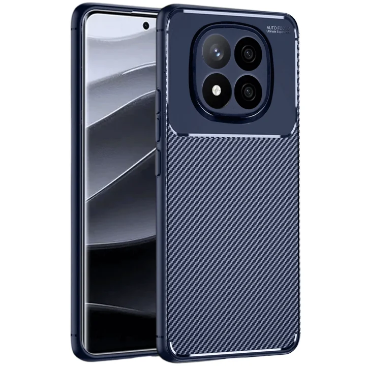 Mey İthalat®   Redmi Note 14 Pro Plus Kılıf Auto Focus Karbon Kapak - Lacivert