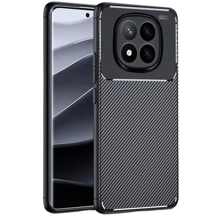 Mey İthalat®   Redmi Note 14 Pro Plus Kılıf Auto Focus Karbon Kapak - Siyah