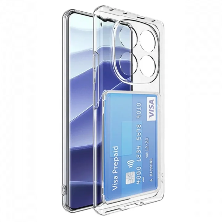 Mey İthalat®   Redmi Note 14 Pro Plus Kılıf Kart Şeffaf Silikon - Şeffaf