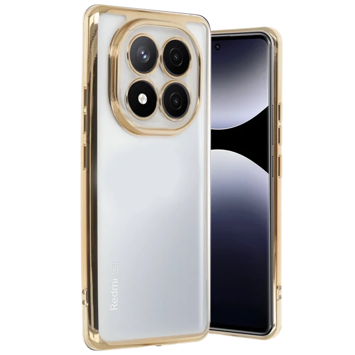 Mey İthalat®  Xiaomi Redmi Note 14 Pro Plus Kılıf  Lensli Silikon - Gold