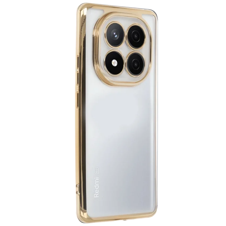 Mey İthalat®  Xiaomi Redmi Note 14 Pro Plus Kılıf  Lensli Silikon - Gold