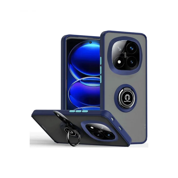 Mey İthalat®  Xiaomi Redmi Note 14 Pro Plus Kılıf Montreal Yüzüklü Silikon Kapak - Lacivert