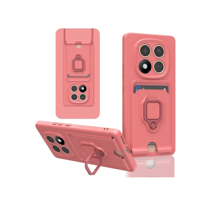 Mey İthalat®  Xiaomi Redmi Note 14 Pro Plus Kılıf Zuma Kartvizitli Yüzüklü Silikon - Pembe