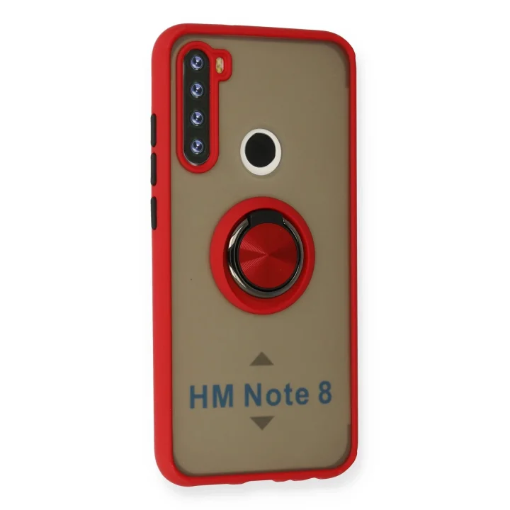 Mey İthalat®  Xiaomi Redmi Note 8 Kılıf Montreal Yüzüklü Silikon Kapak - Kırmızı