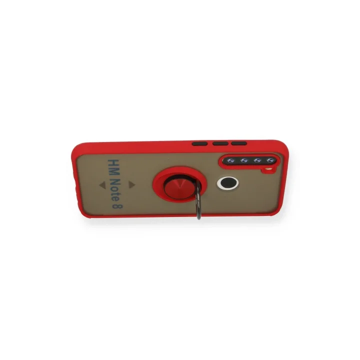 Mey İthalat®  Xiaomi Redmi Note 8 Kılıf Montreal Yüzüklü Silikon Kapak - Kırmızı