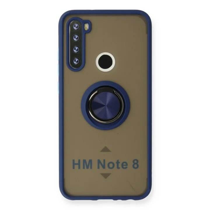 Mey İthalat®  Xiaomi Redmi Note 8 Kılıf Montreal Yüzüklü Silikon Kapak - Lacivert