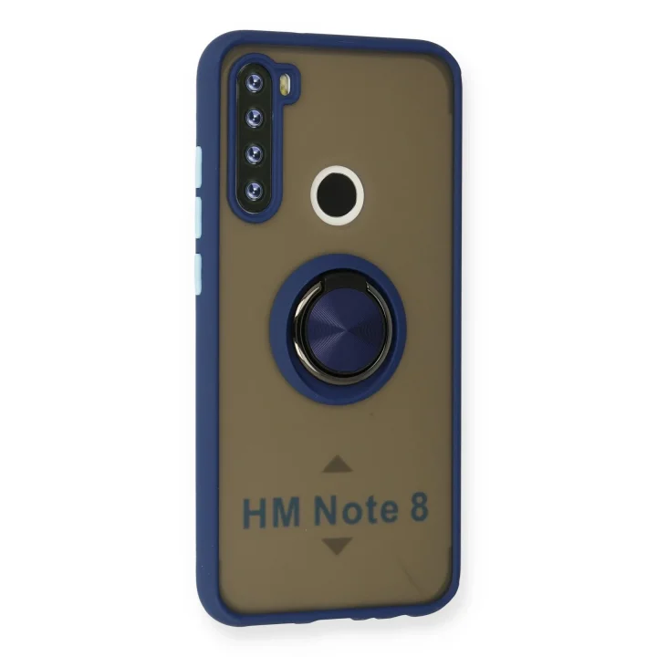 Mey İthalat®  Xiaomi Redmi Note 8 Kılıf Montreal Yüzüklü Silikon Kapak - Lacivert