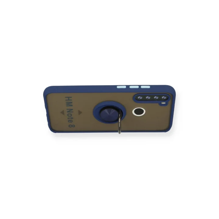 Mey İthalat®  Xiaomi Redmi Note 8 Kılıf Montreal Yüzüklü Silikon Kapak - Lacivert