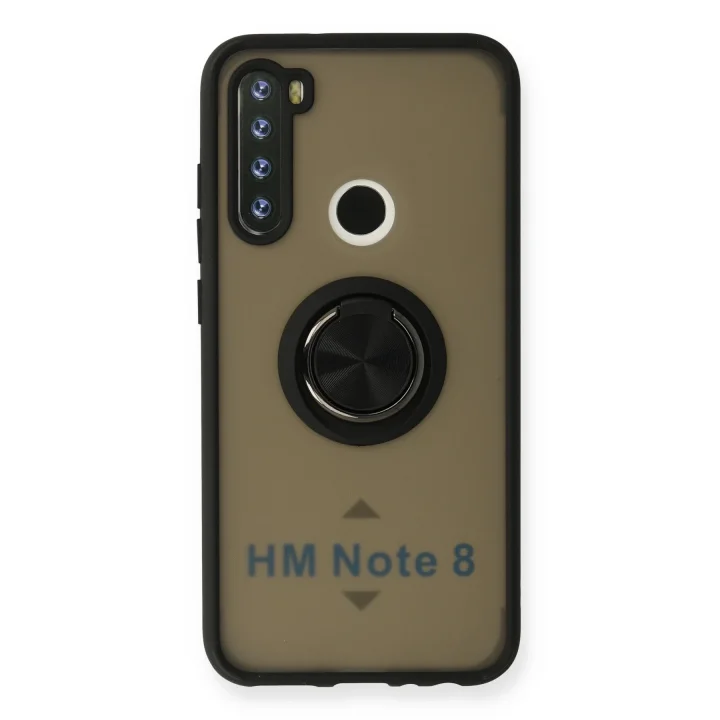 Mey İthalat®  Xiaomi Redmi Note 8 Kılıf Montreal Yüzüklü Silikon Kapak - Siyah