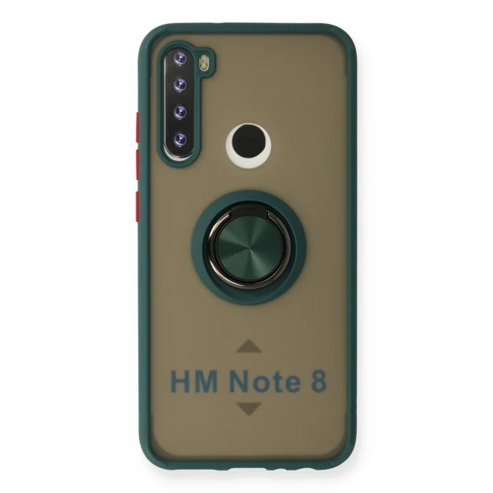 Mey İthalat®  Xiaomi Redmi Note 8 Kılıf Montreal Yüzüklü Silikon Kapak - Yeşil